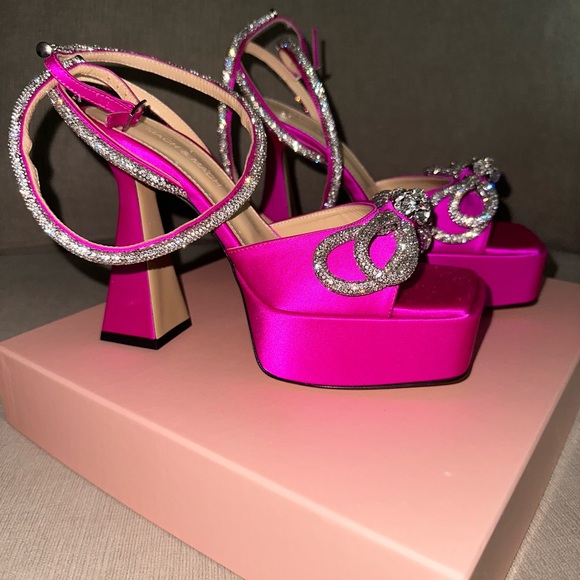 Mach & Mach Double Bow 140 Silk Ankle-Strap Sandals - Picture 11 of 12